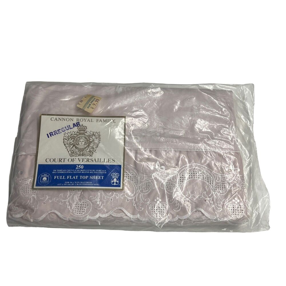 Cannon Royal Family Court of Versailles‎ Embroidered Full Flat Sheet Blush Pink